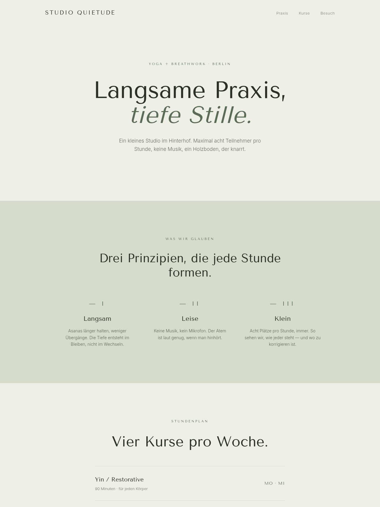 Studio Quietude — Yoga + Atemarbeit in Berlin